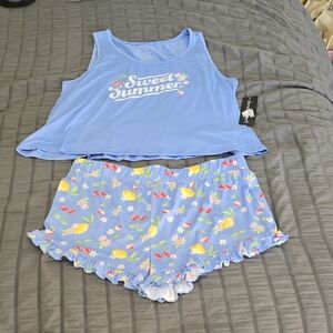 Derek Heart Blue Floral Pajama Set Sz Lg Nwt